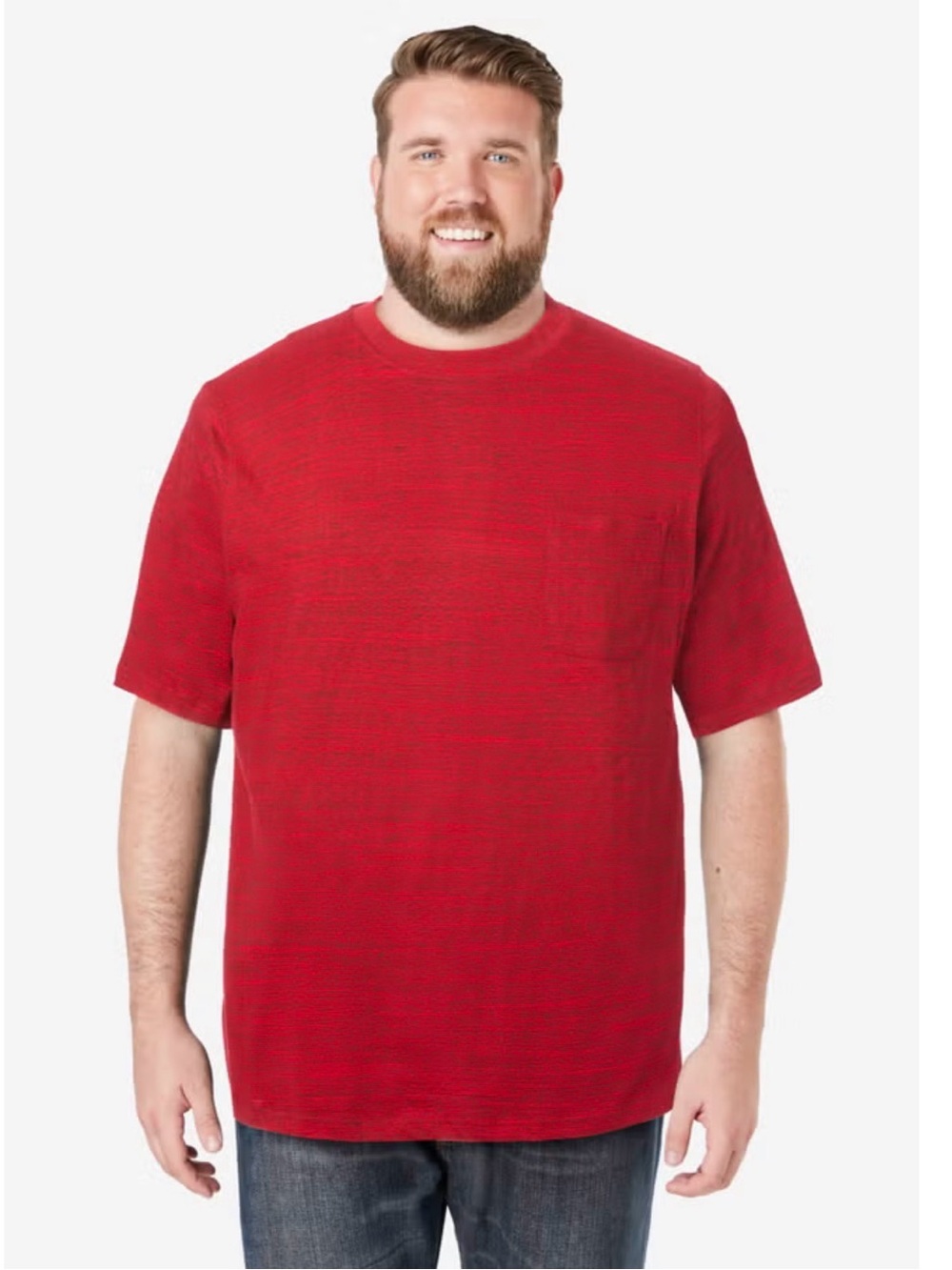 Men's Red Marl Short-Sleeve Crewneck Pocket Tee